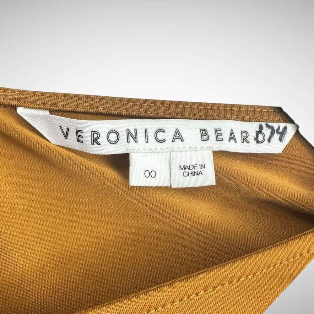Veronica Beard Gilbert Antique Gold Jersey Long Sleeve Ruched Midi Dress Size 00 - Picture 4 of 10